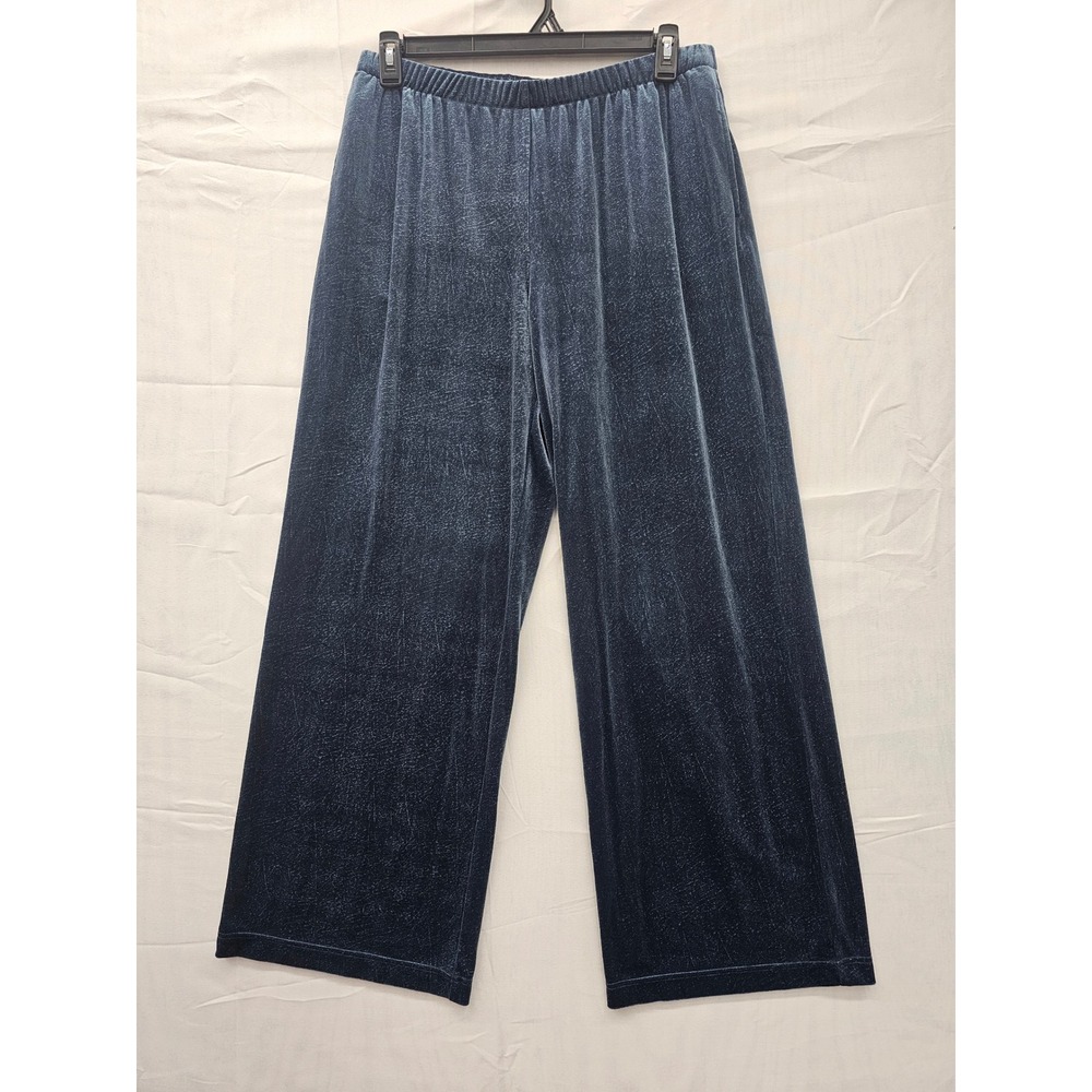 Universal Thread Womens Velvet Wide Leg Pants Navy Cotton Blend Size Large‎